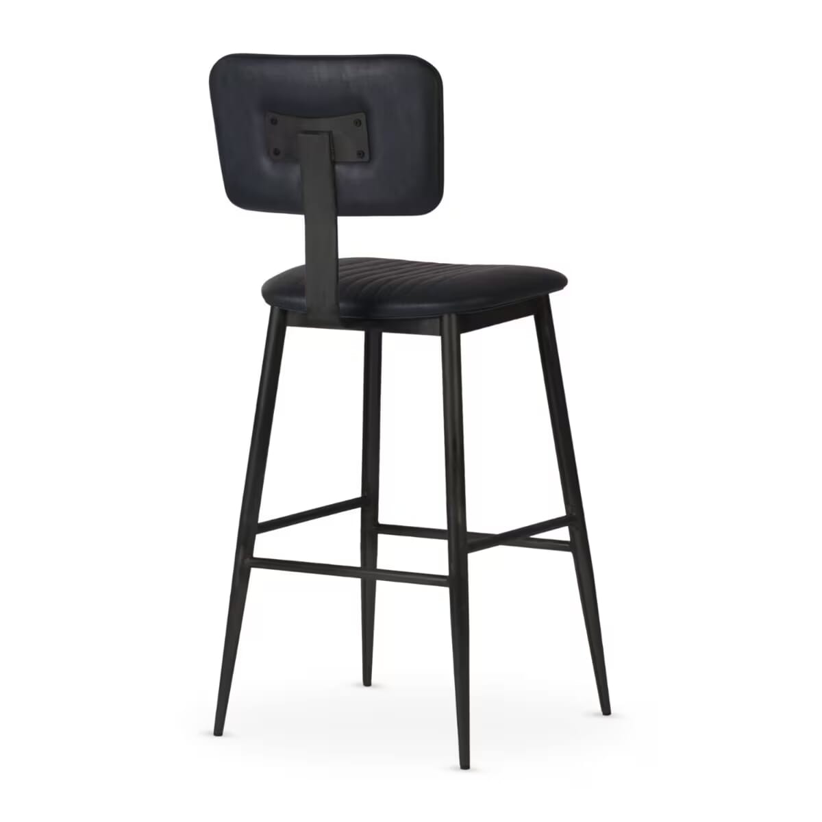 Clyde Collection Vintage Black-Frame Bar Stool with Choice of Two Vinyls