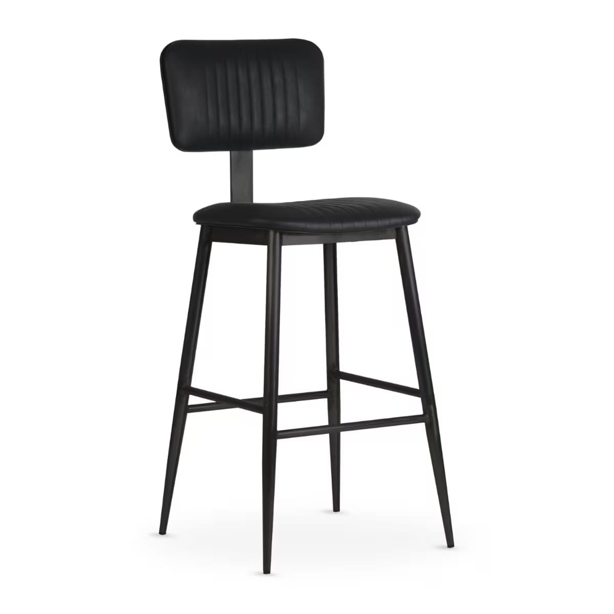 Clyde Collection Vintage Black-Frame Bar Stool with Choice of Two Vinyls
