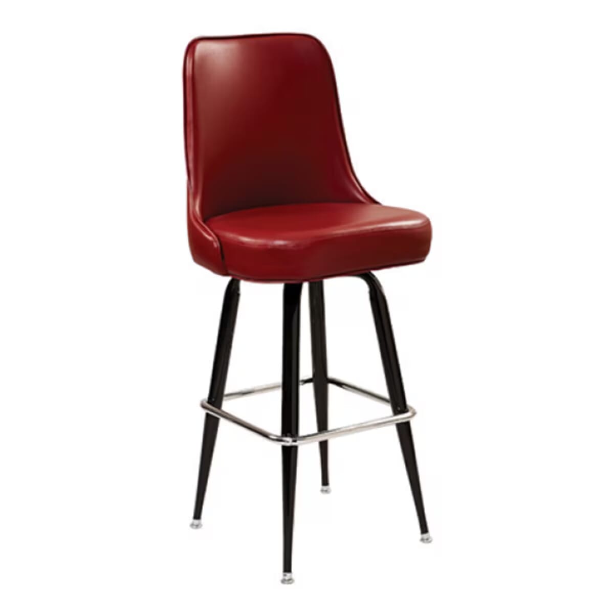 Finn Metal Restaurant Bar Stool with Choice of 2 Upholstered Seats -Red Vinyl