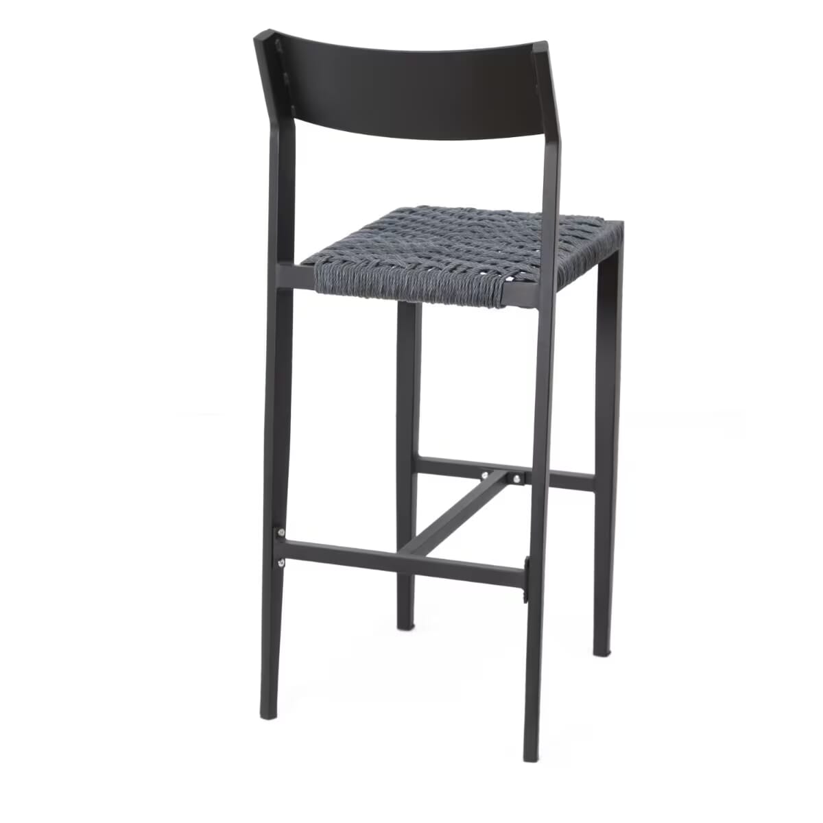 Milano Collection Black Frame Side Bar Stool in Charcoal Textaline Rope
