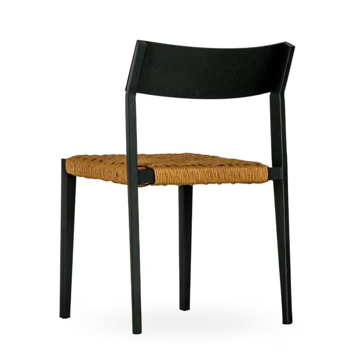 Milano Collection Black Frame Chair in Tan Textaline Rope