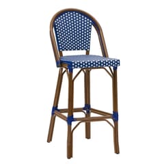 Palmetto Collection Outdoor Bar Stool with Blue and White Weave