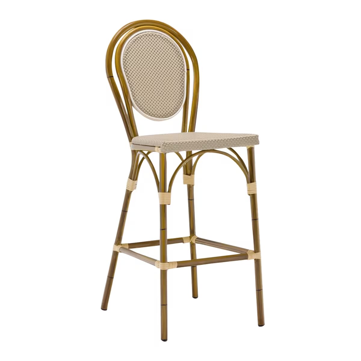 Parisian Collection Outdoor Bistro Bar Stool with Brown and Creme Weave