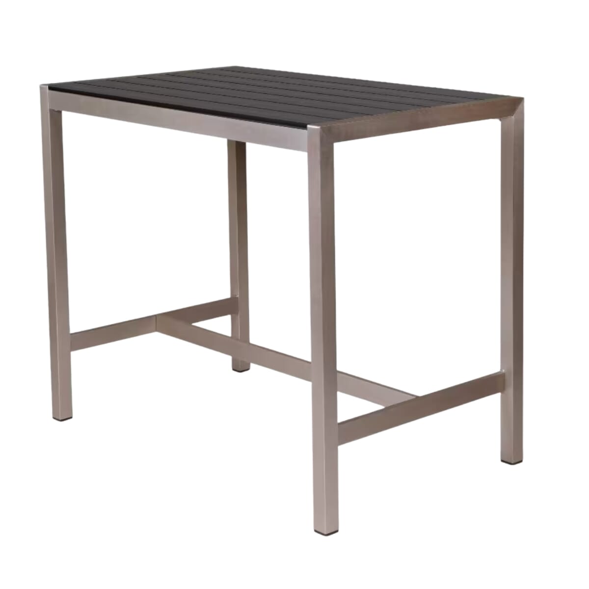 Aluminum Restaurant Table with Black Synthetic Teak Slats (Bar Height, Multiple Sizes!)