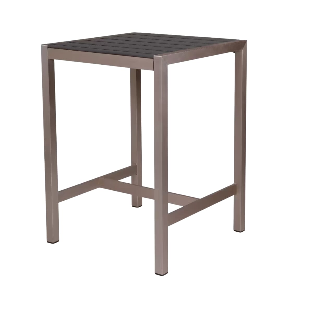 Aluminum Restaurant Table with Black Synthetic Teak Slats (Bar Height 42