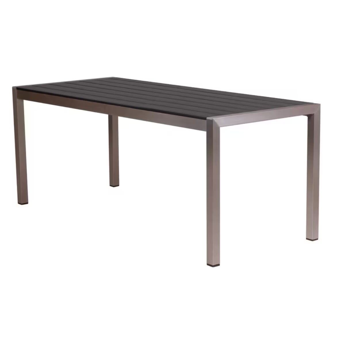 Aluminum Restaurant Table with Tan Synthetic Teak Slats (Standard Height, Multiple Sizes!)