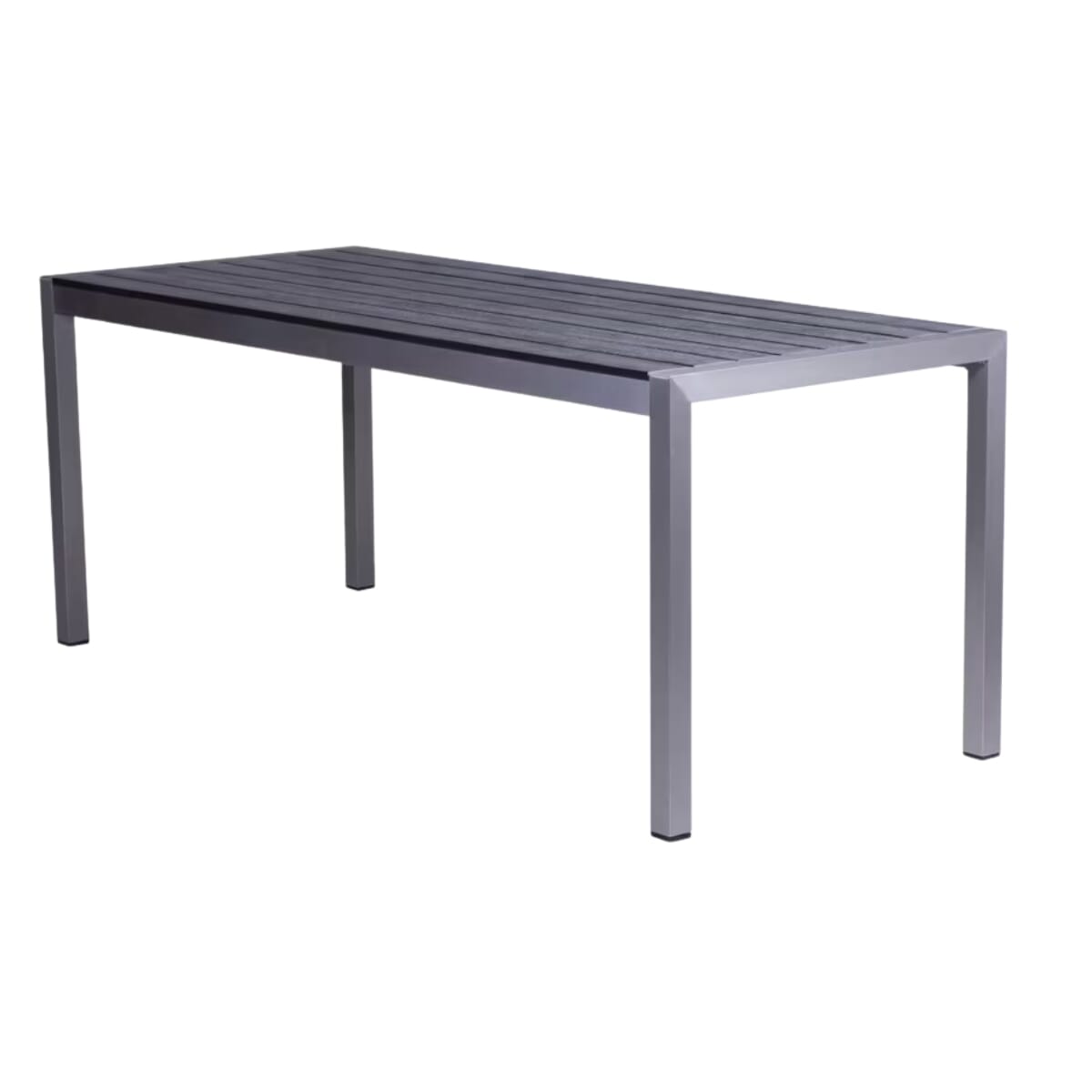 Aluminum Restaurant Table with Pewter Synthetic Teak Slats (Standard Height, Multiple Sizes!)