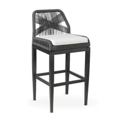 Trinidad Collection Black Frame Bar Stool in Grey Textaline Rope