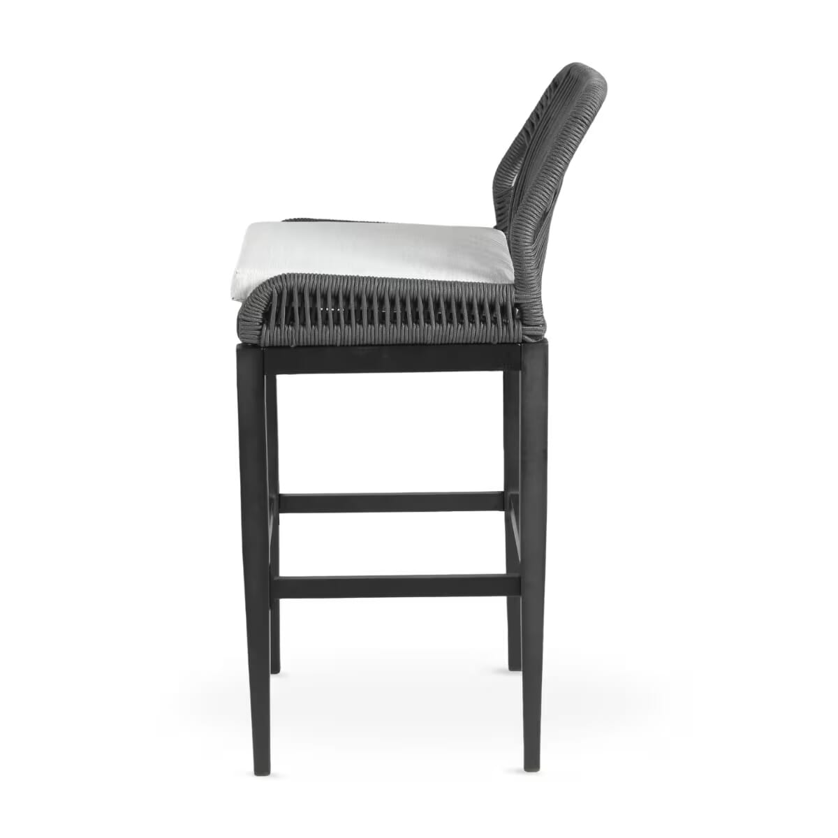 Trinidad Collection Black Frame Bar Stool in Grey Textaline Rope