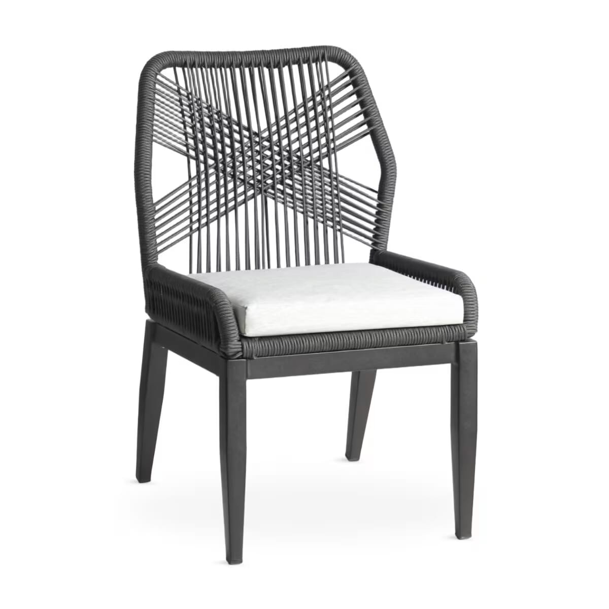 Trinidad Collection Black Frame Chair in Grey Textaline Rope