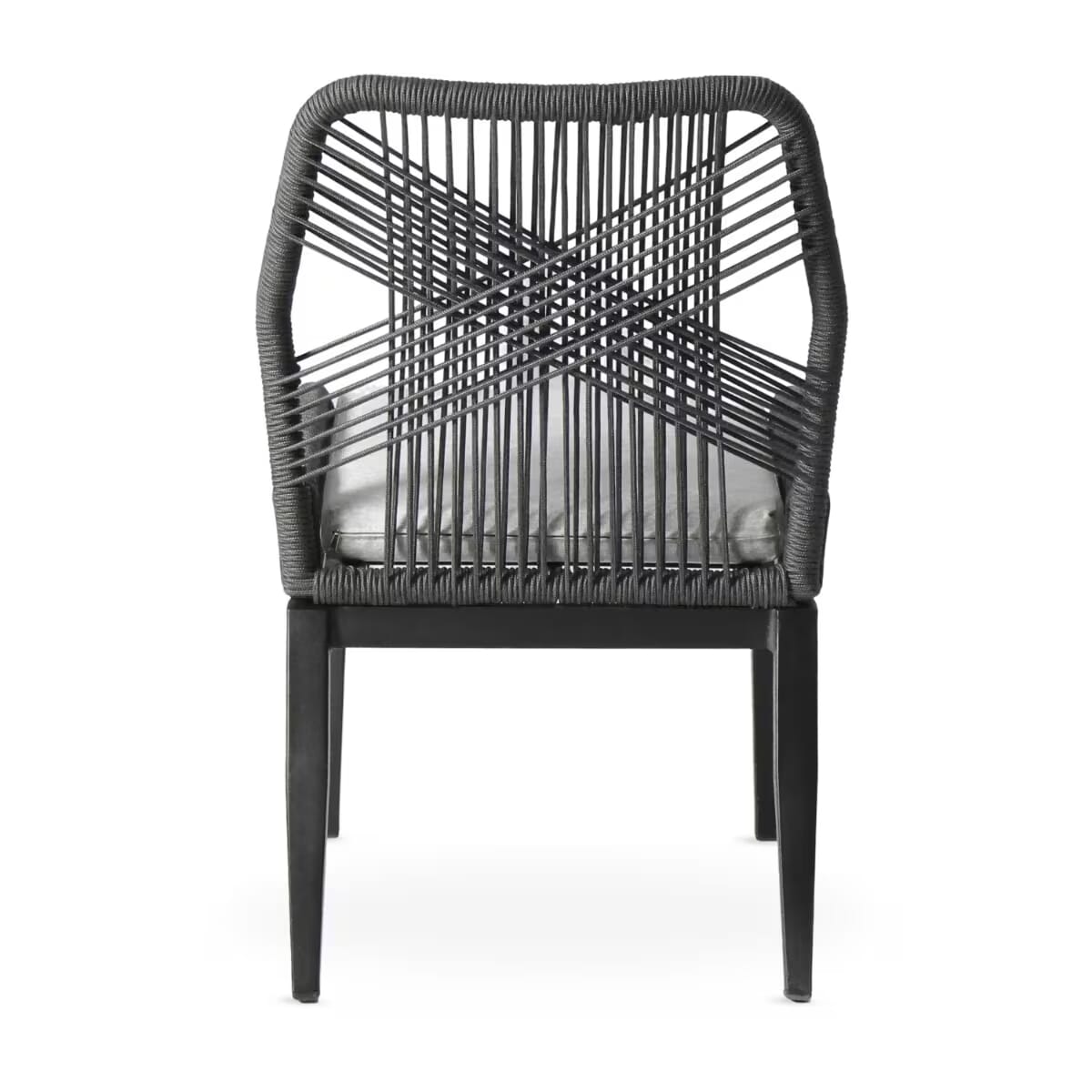 Trinidad Collection Black Frame Chair in Grey Textaline Rope