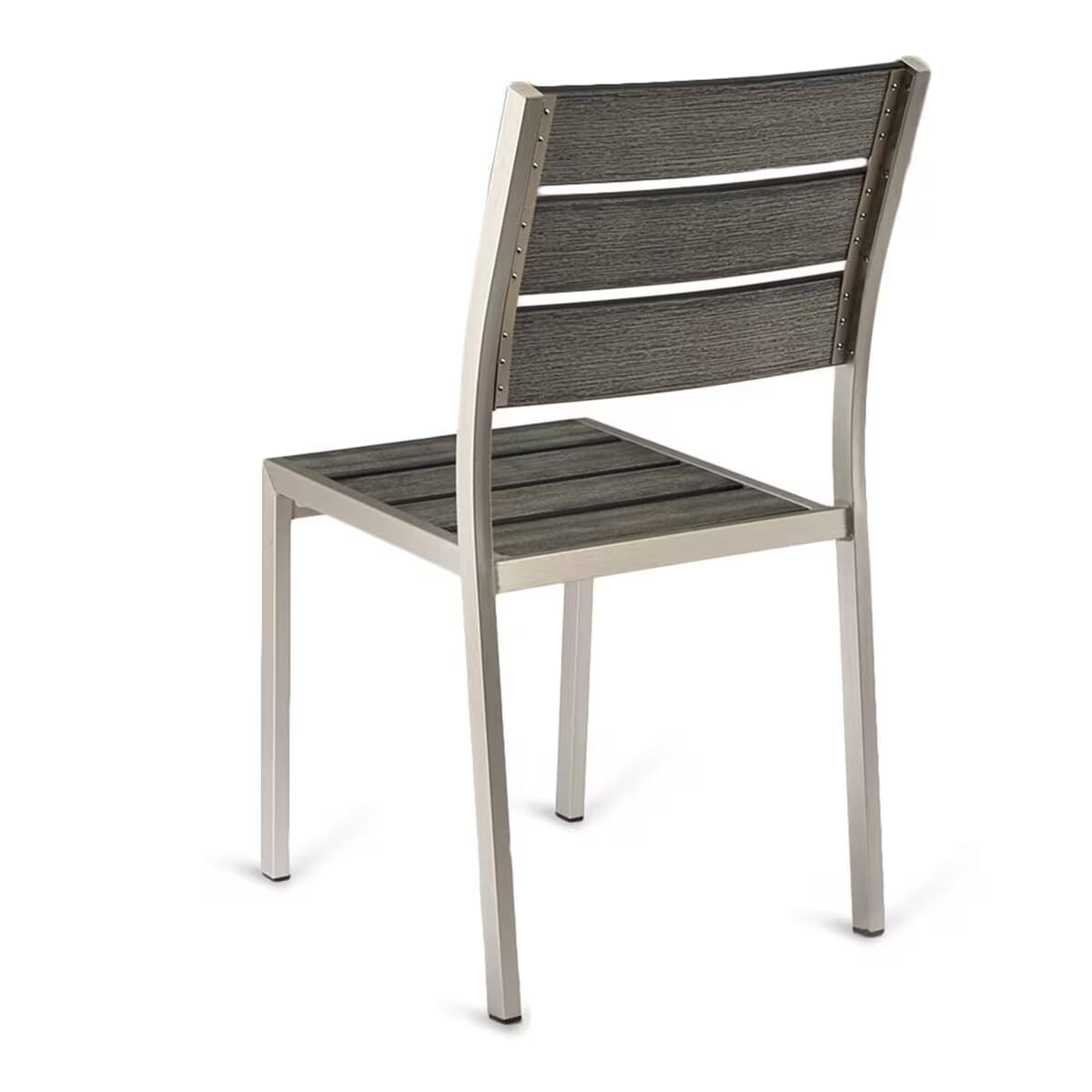 Caribbean Collection Silver Frame Side Chair with Pewter Teak Wood Slats
