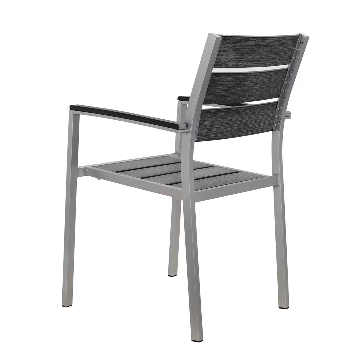 Caribbean Collection Silver Frame Chair with Pewter Teak Wood Slats 