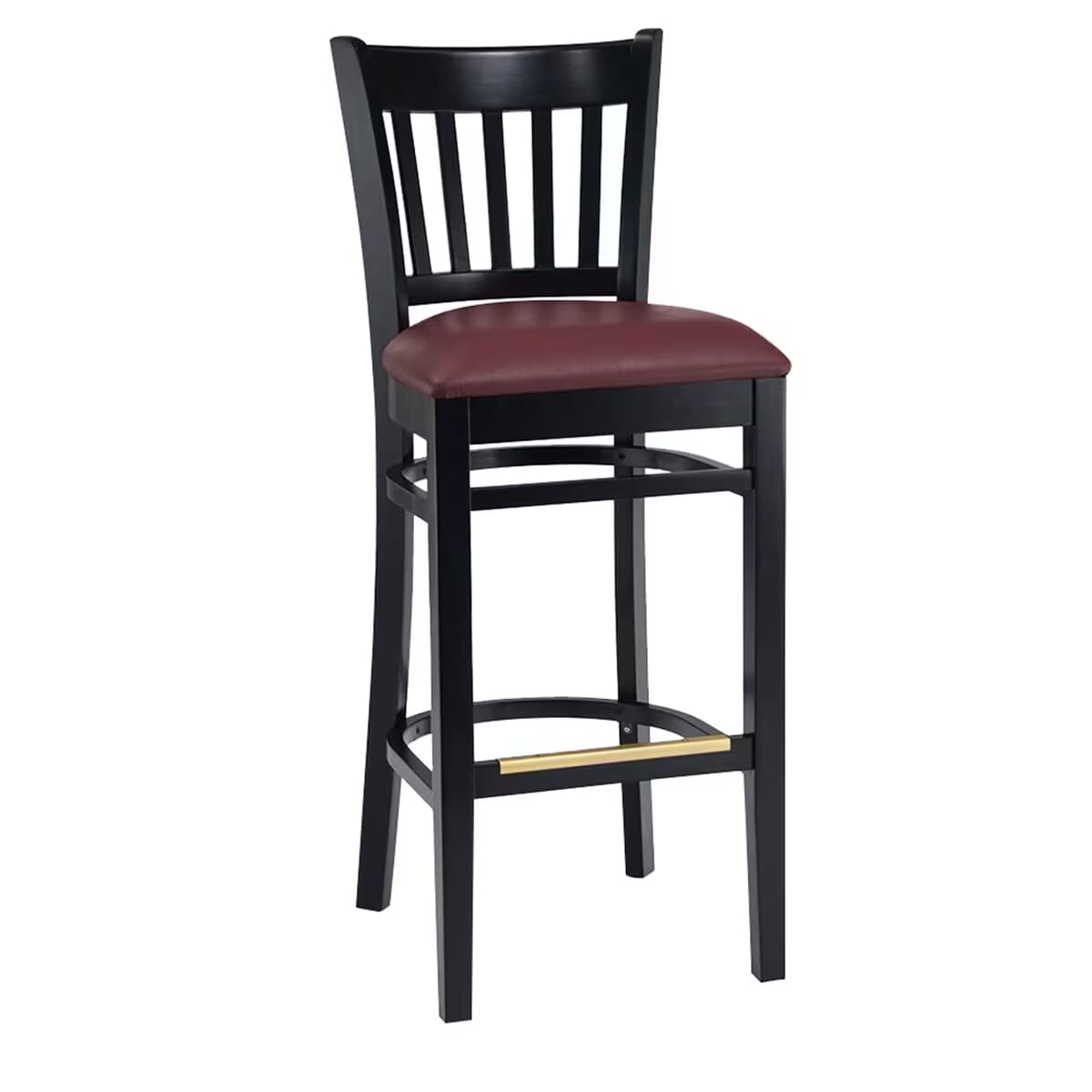 Gladiator Black Vertical Back Wooden Bar Stool with Choice of 3 Stock Vinyl Seats