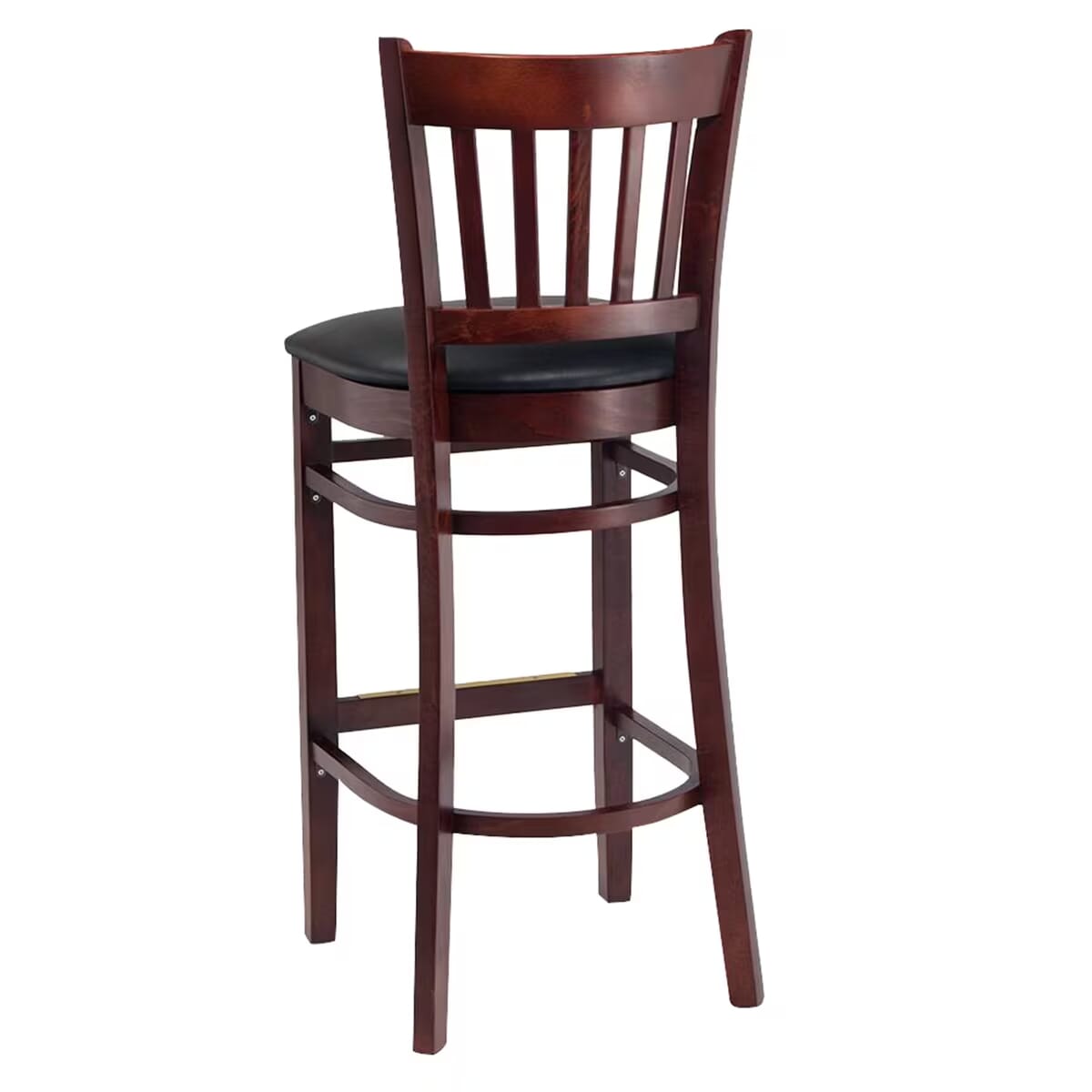 Gladiator Dark Mahogany Vertical Back Wooden Bar Stool with Choice of 3 Stock Vinyl Seats