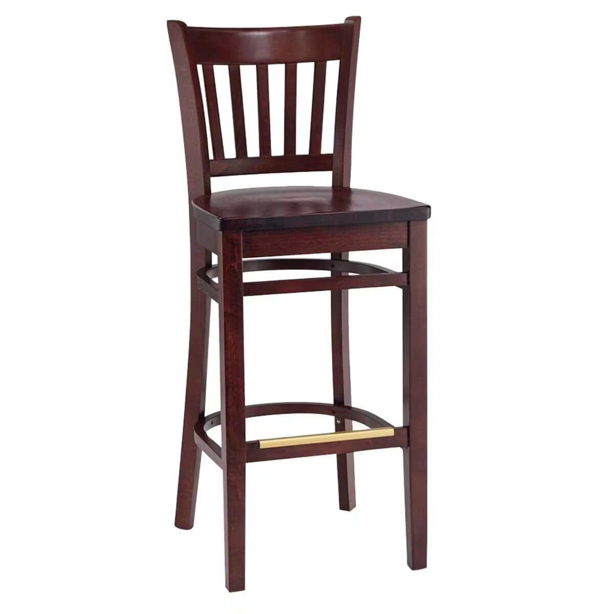 Gladiator Dark Mahogany Vertical Back Wooden Bar Stool