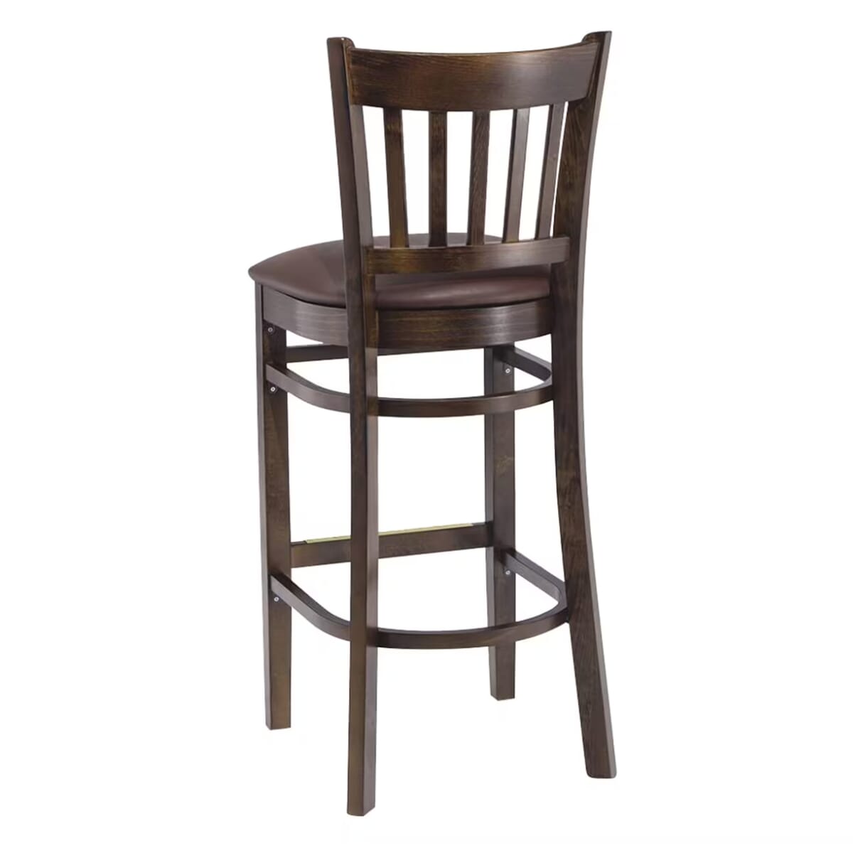 Gladiator Walnut Vertical Back Wooden Bar Stool with Choice of 3 Stock Vinyl Seats