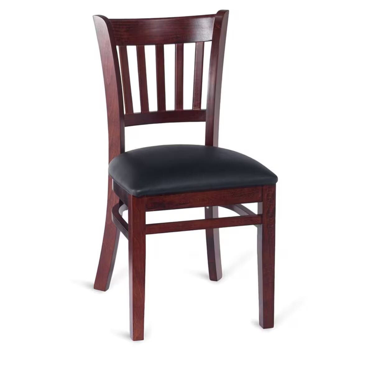 Gladiator Dark Mahogany Wood Vertical-Back Restaurant Chair (3 Vinyl Seat Options)