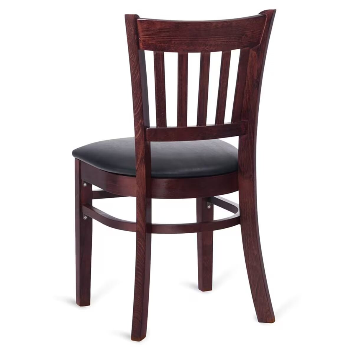 Gladiator Dark Mahogany Wood Vertical-Back Restaurant Chair (3 Vinyl Seat Options)