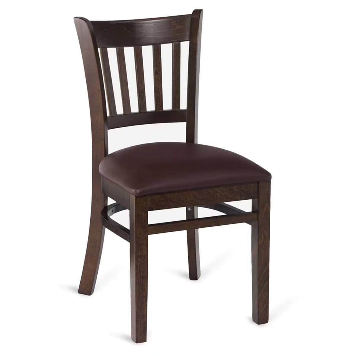 Gladiator Walnut Wood Vertical-Back Restaurant Chair (3 Vinyl Seat Options)