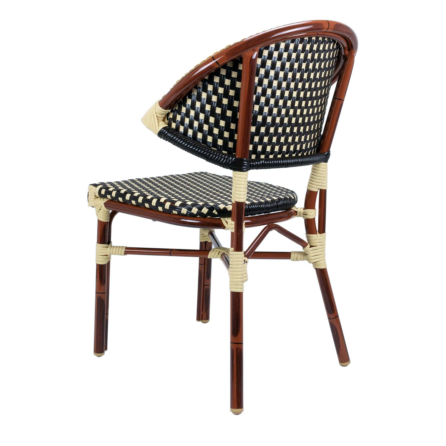 Stackable Outdoor Aluminum Bamboo-Look Restaurant Chair in Brown