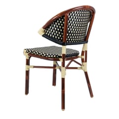 Stackable Outdoor Aluminum Bamboo-Look Restaurant Chair in Brown