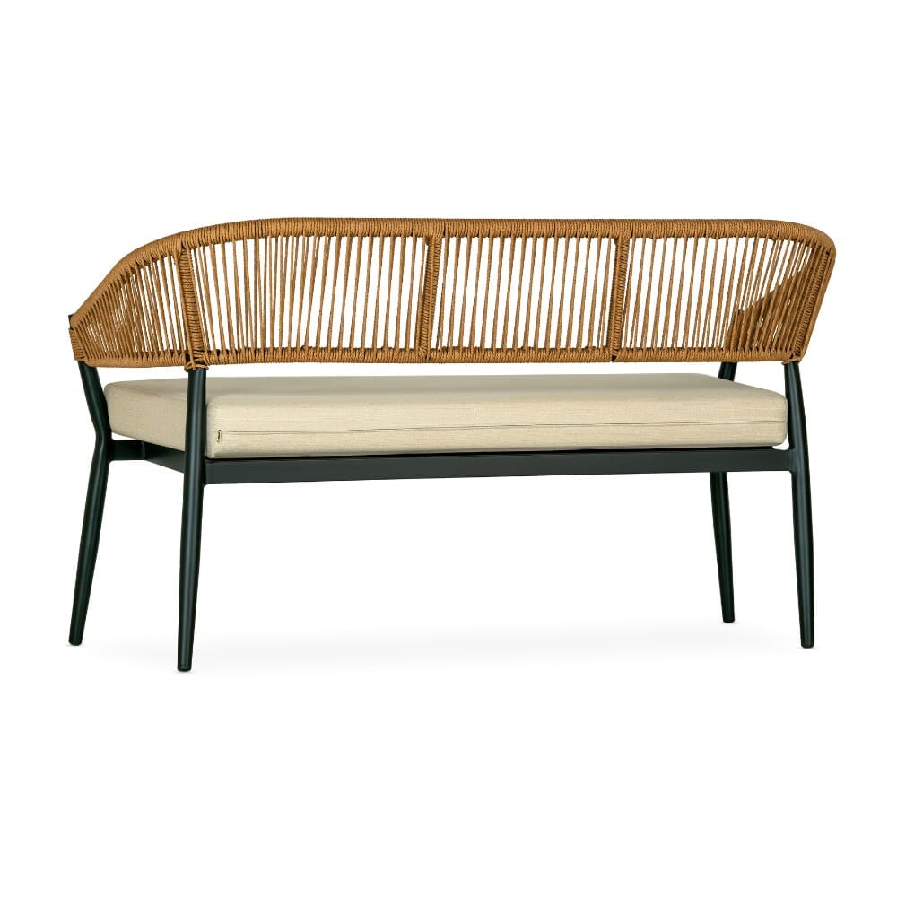 Outdoor Restaurant Lovechair with Tan Seat and Back
