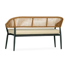 Outdoor Restaurant Lovechair with Tan Seat and Back