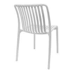 Stackable Outdoor White Resin Restaurant Chair with Striped Seat and Back