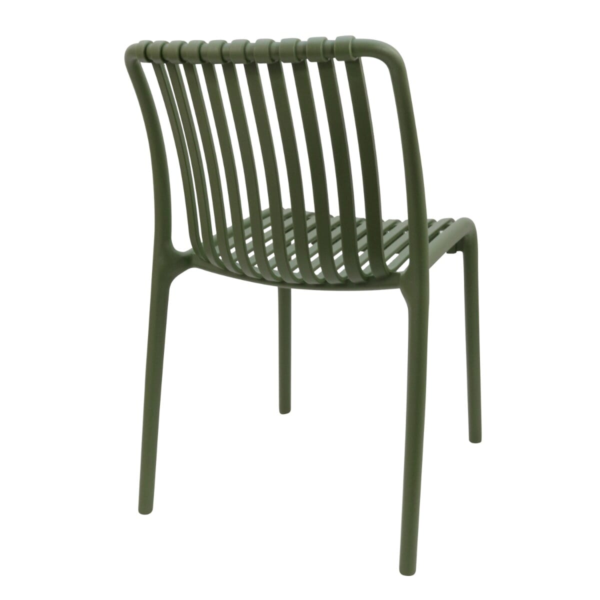 Stackable Outdoor Green Resin Restaurant Chair with Striped Seat and Back