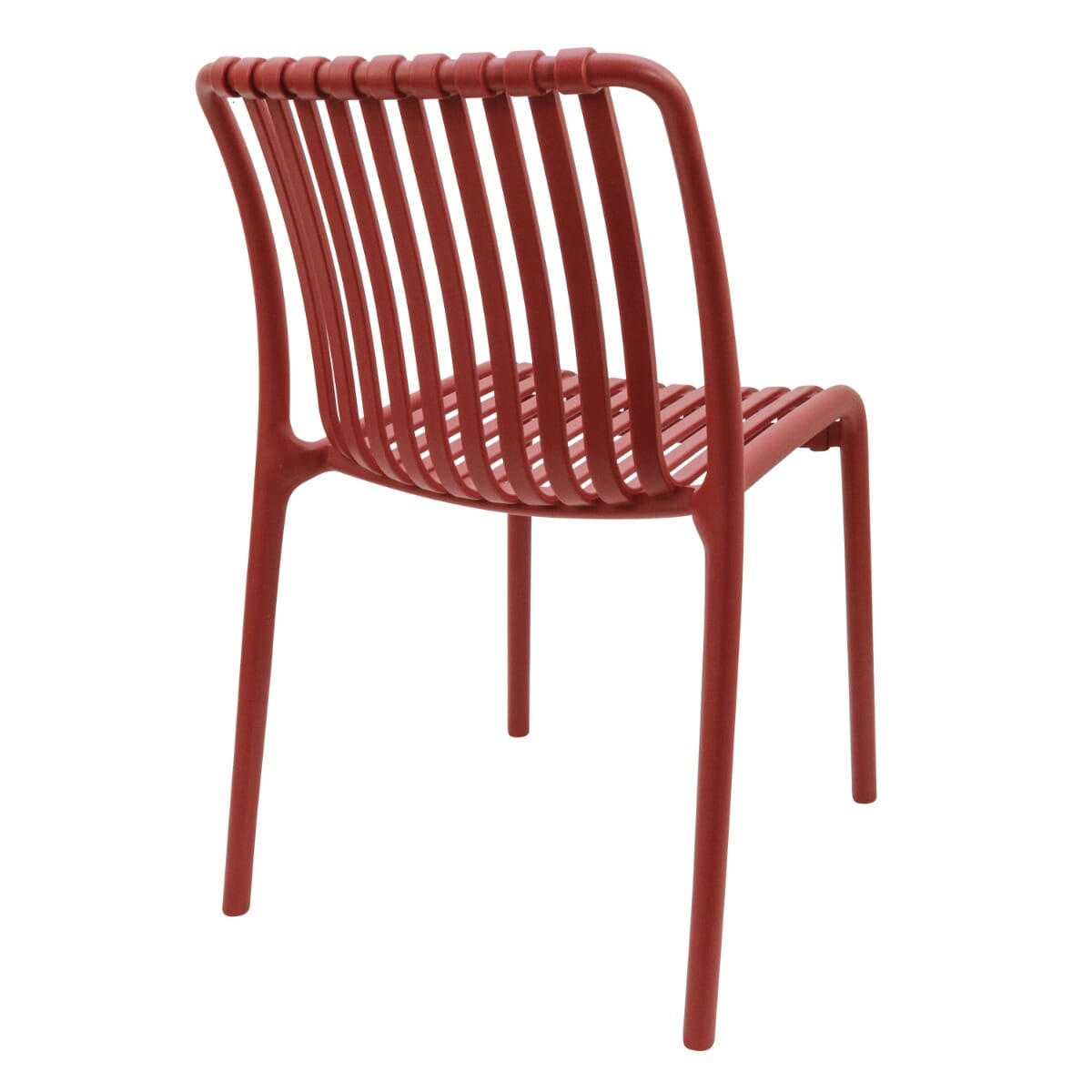 Stackable Outdoor Red Resin Restaurant Chair with Striped Seat and Back