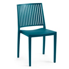 Stackable Outdoor Light Blue Resin Restaurant Chair with Striped Square Back