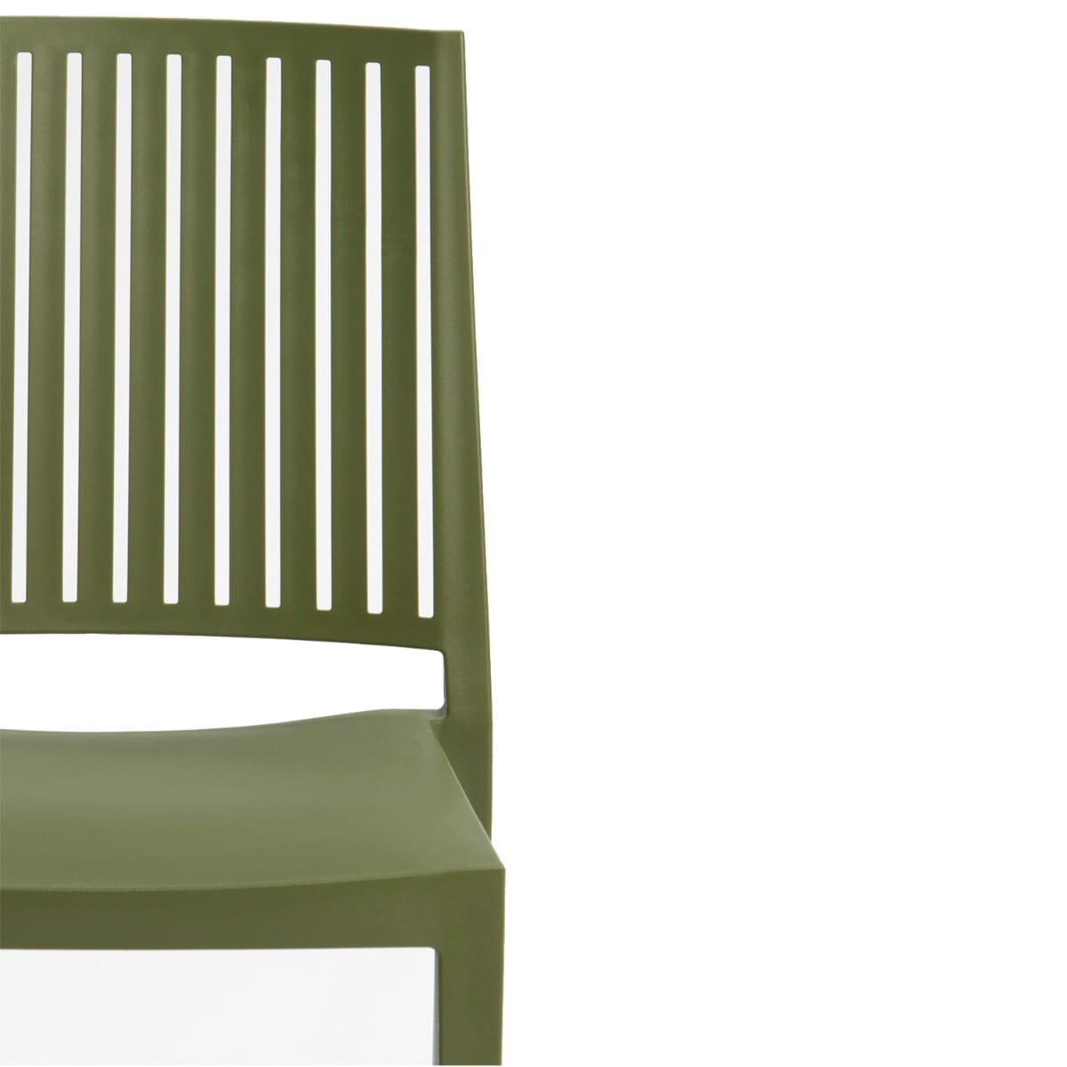 Stackable Outdoor Olive Resin Restaurant Chair with Striped Square Back