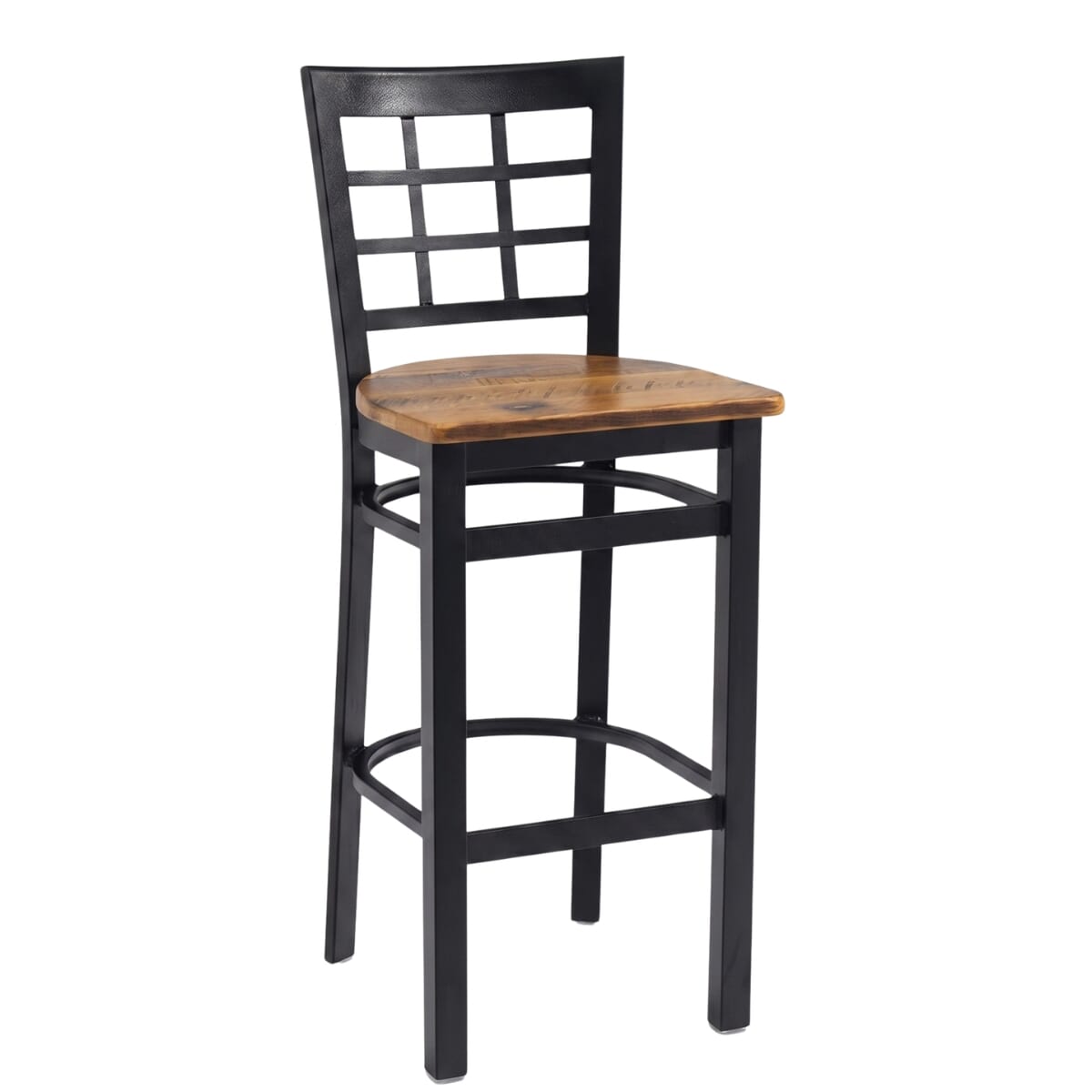Gladiator Window Pane Metal Black Bar Stool