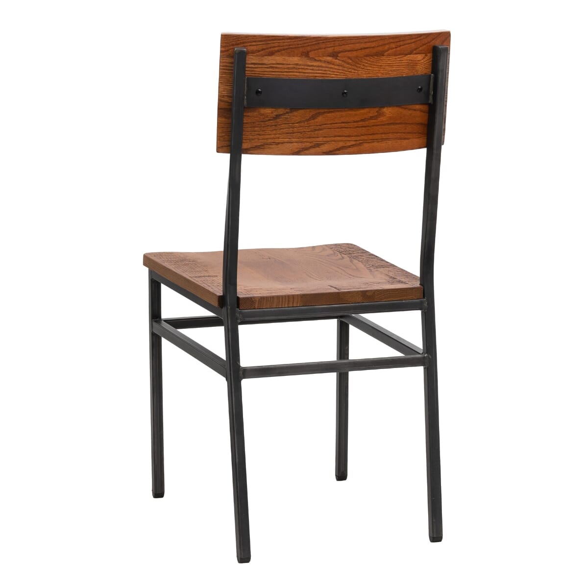 Henry Collection Steel Chair With Distressed Solid Wood Seat and Back