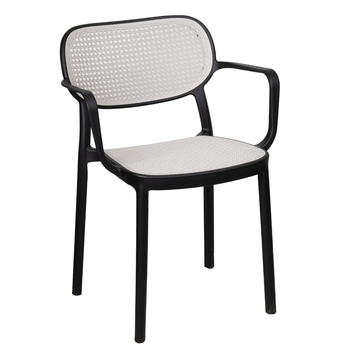Black Restaurant Dining Arm Chair with Resin Frame and Mesh Back