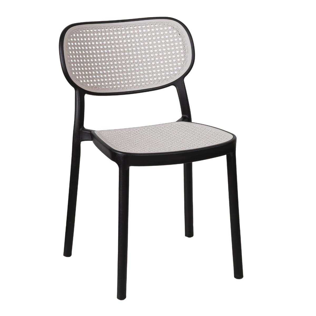 Stackable Black Restaurant Dining Chair with Resin Frame and Mesh Back
