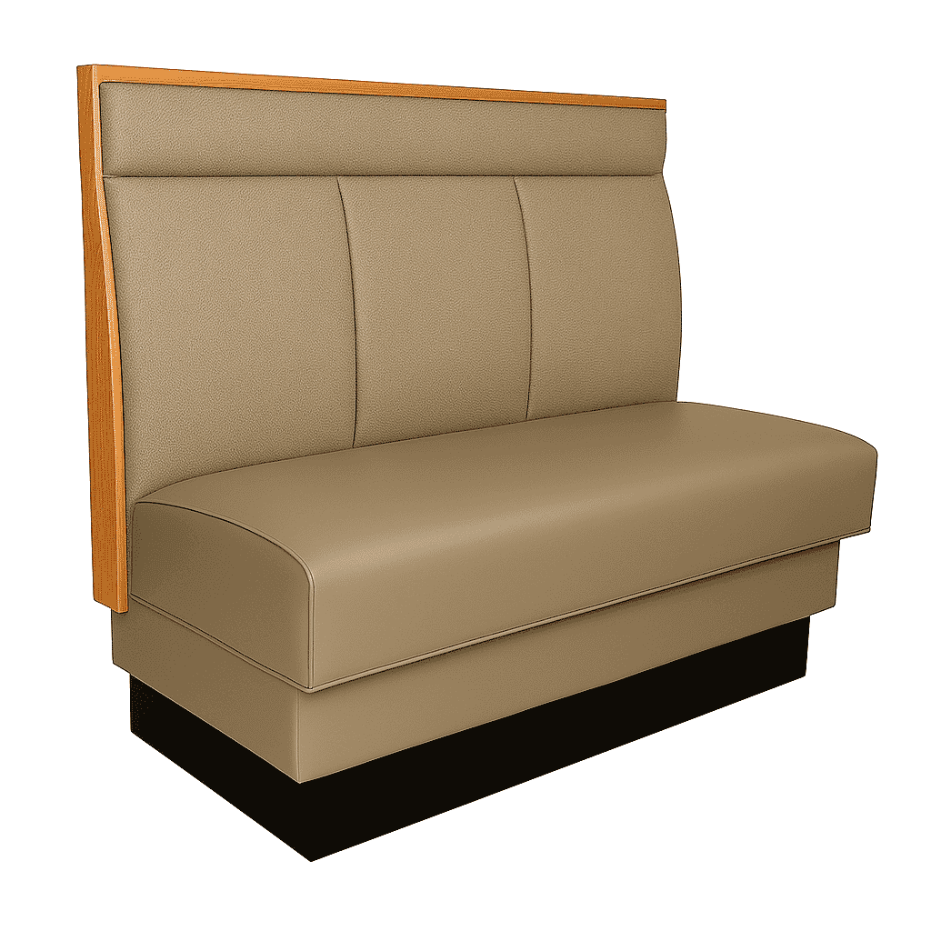 Three Channel Back Wood Trim Style Restaurant Booth with Headroll &ndash; Custom Options
