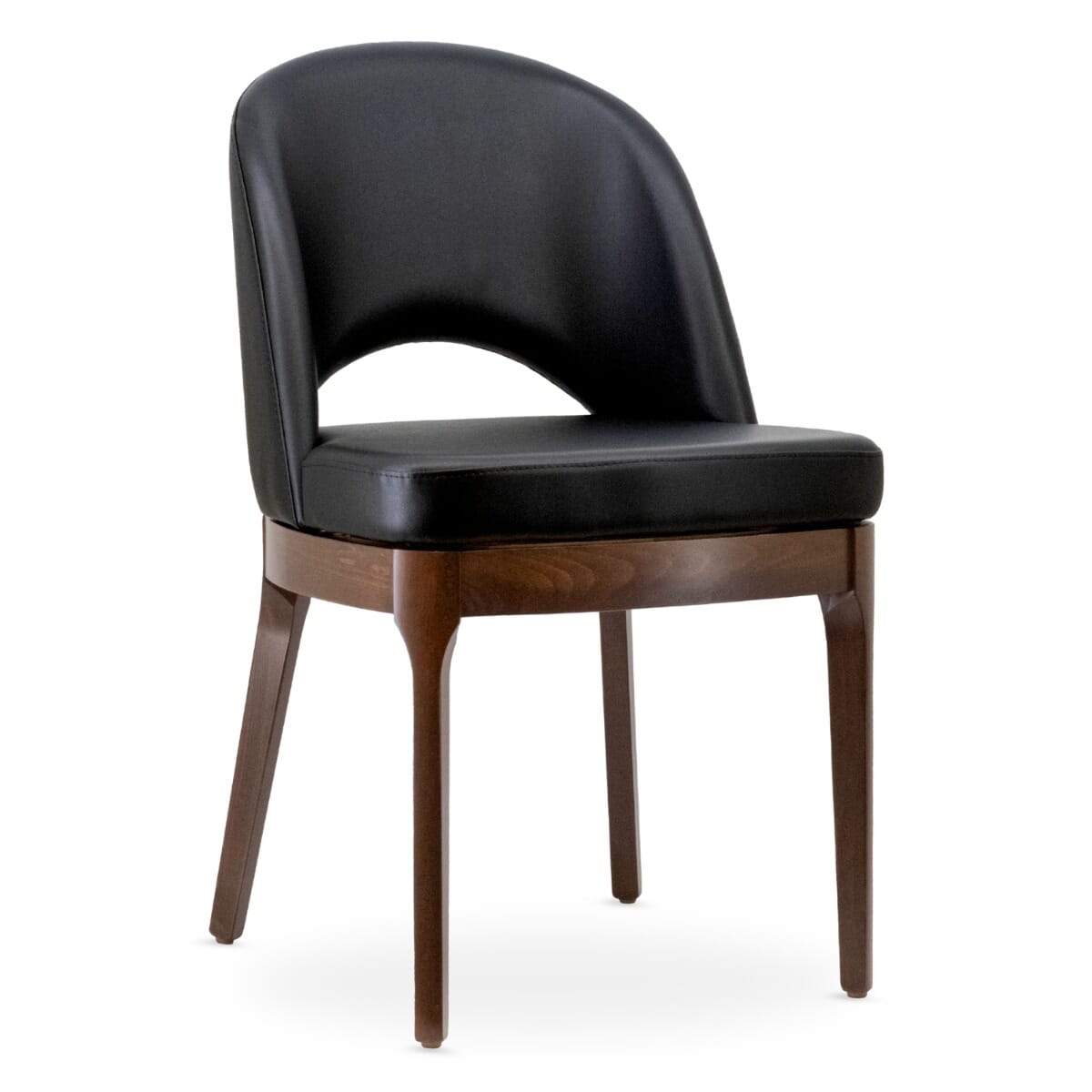Modern Upholstered Quick-Ship Wood Restaurant Chair with Black Vinyl