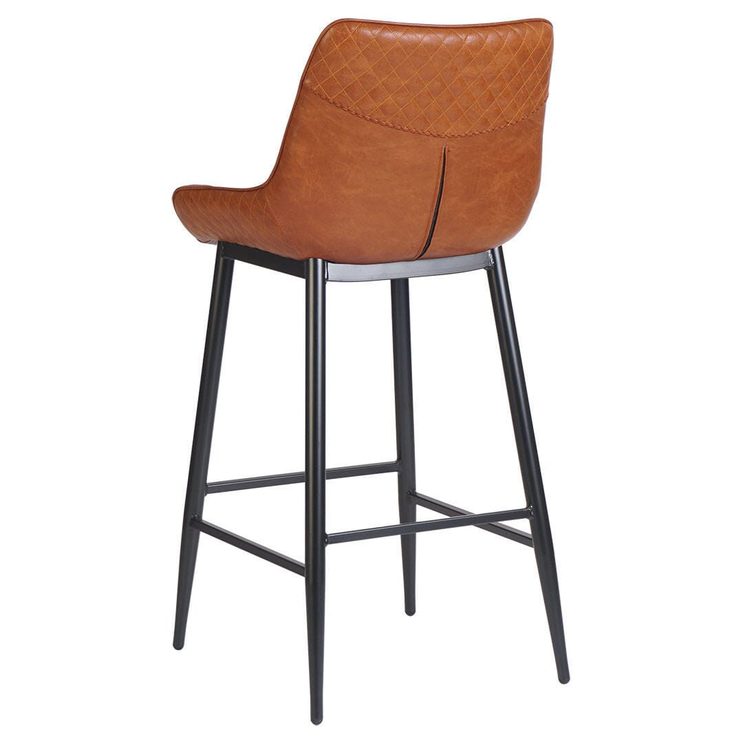 Santos Collection Cradle Quilted Black Frame Bar Stool with Choice of 2 Vinyls