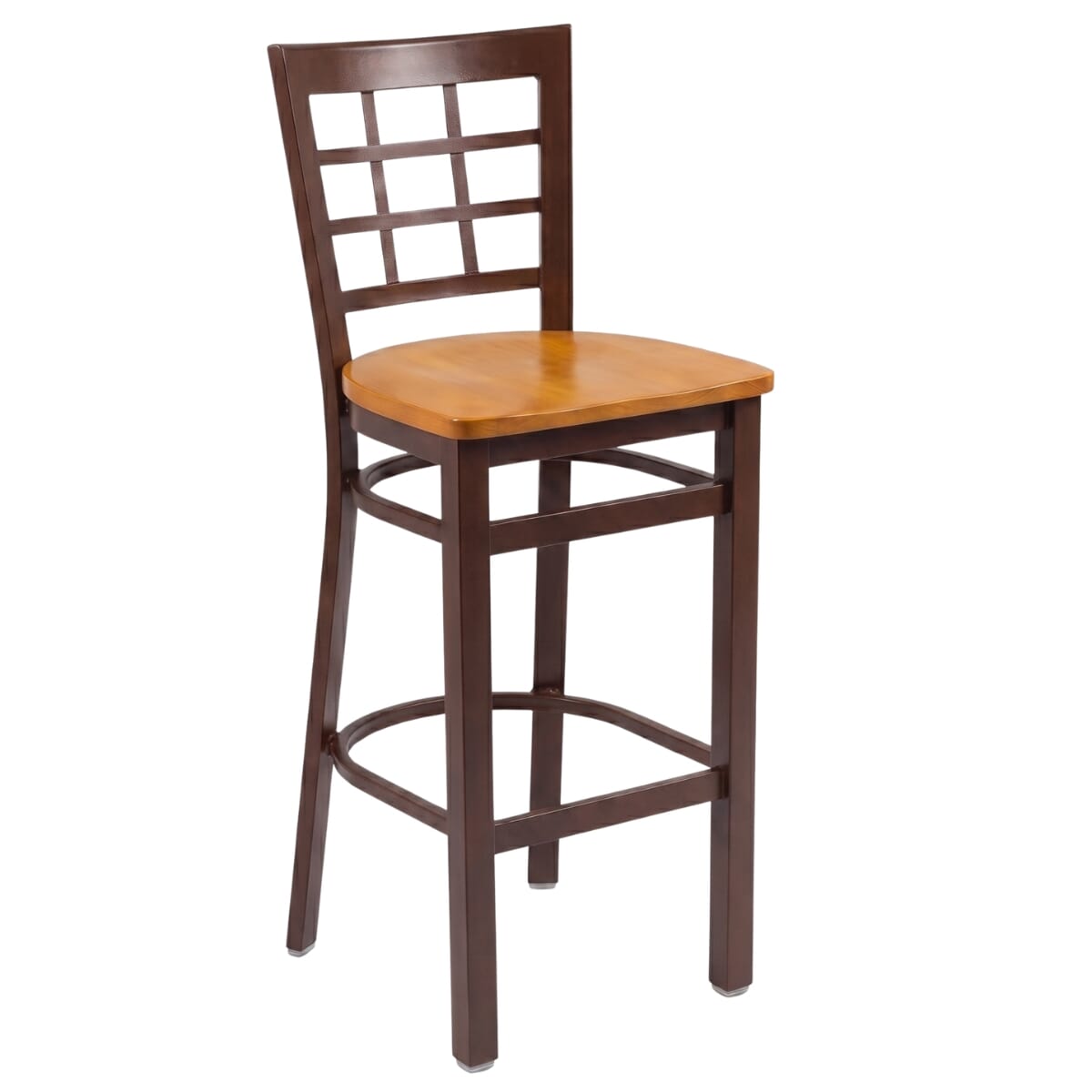 Gladiator Window Pane Metal Walnut Bar Stool