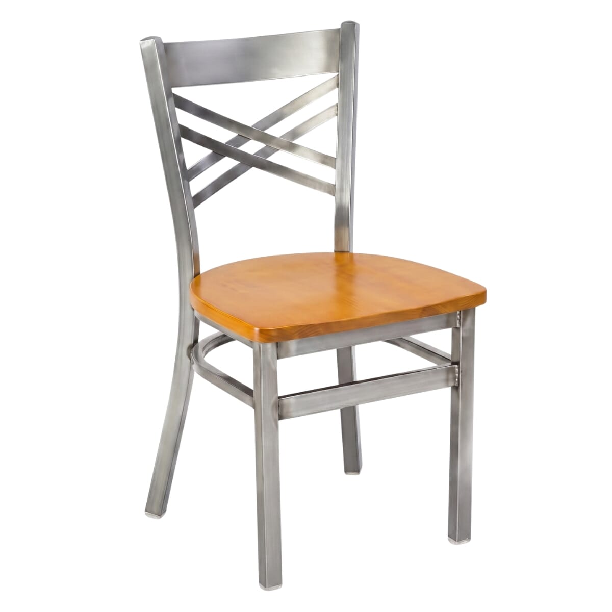 Clear Coat Metal Cross Back Restaurant Chair