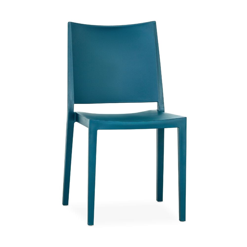 Stackable Outdoor Blue Resin Restaurant Chair with Square Back