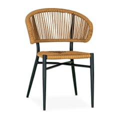 Stackable Outdoor Restaurant Rope Chair with Tan Seat and Back Material