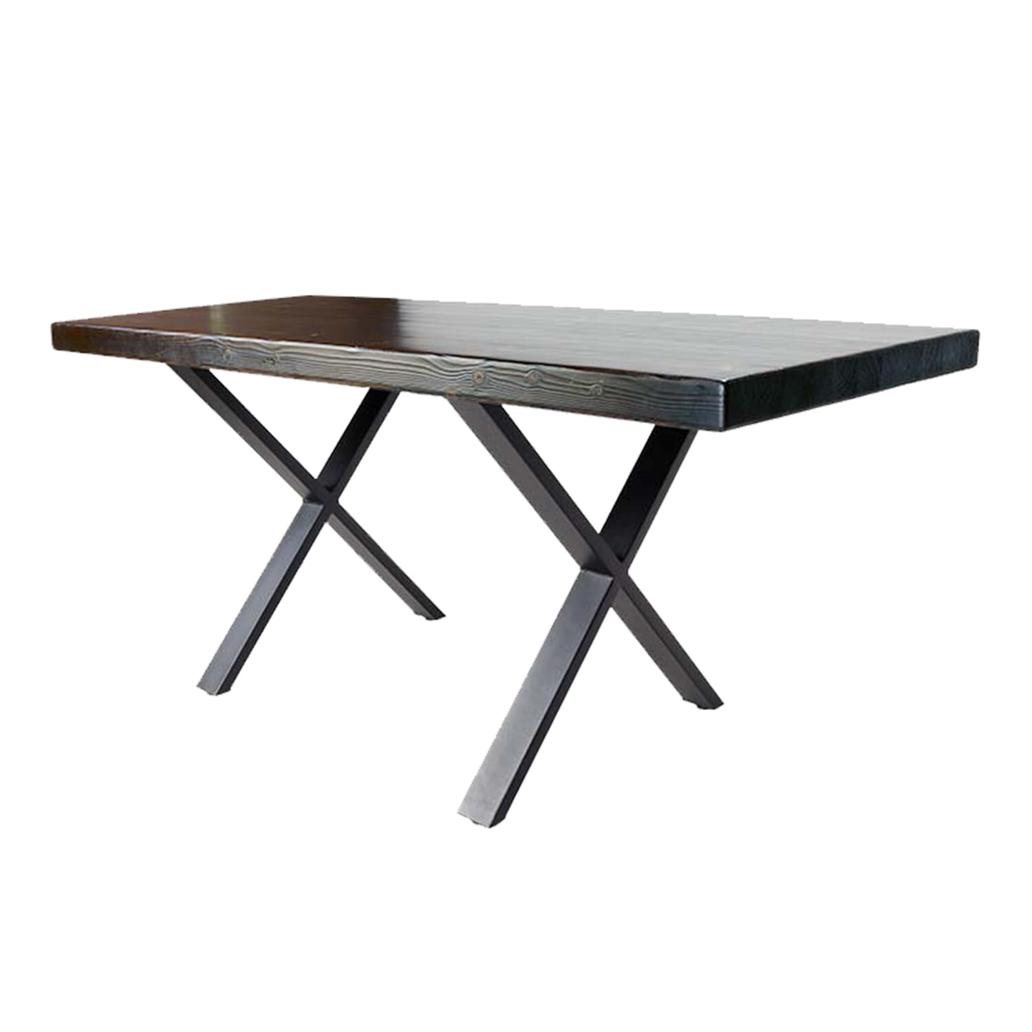 Black Powder-Coated Steel X-Shape Table Base (Set of 2)