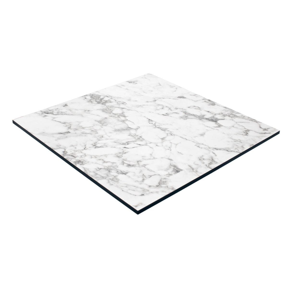 Compact-Exterior Laminate Restaurant Square / Rectangle Table Top in Marble Carrara (Multiple Sizes Available!)