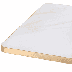 White Sintered Stone Restaurant Tabletop with Gold Edge (Indoor/Outdoor)