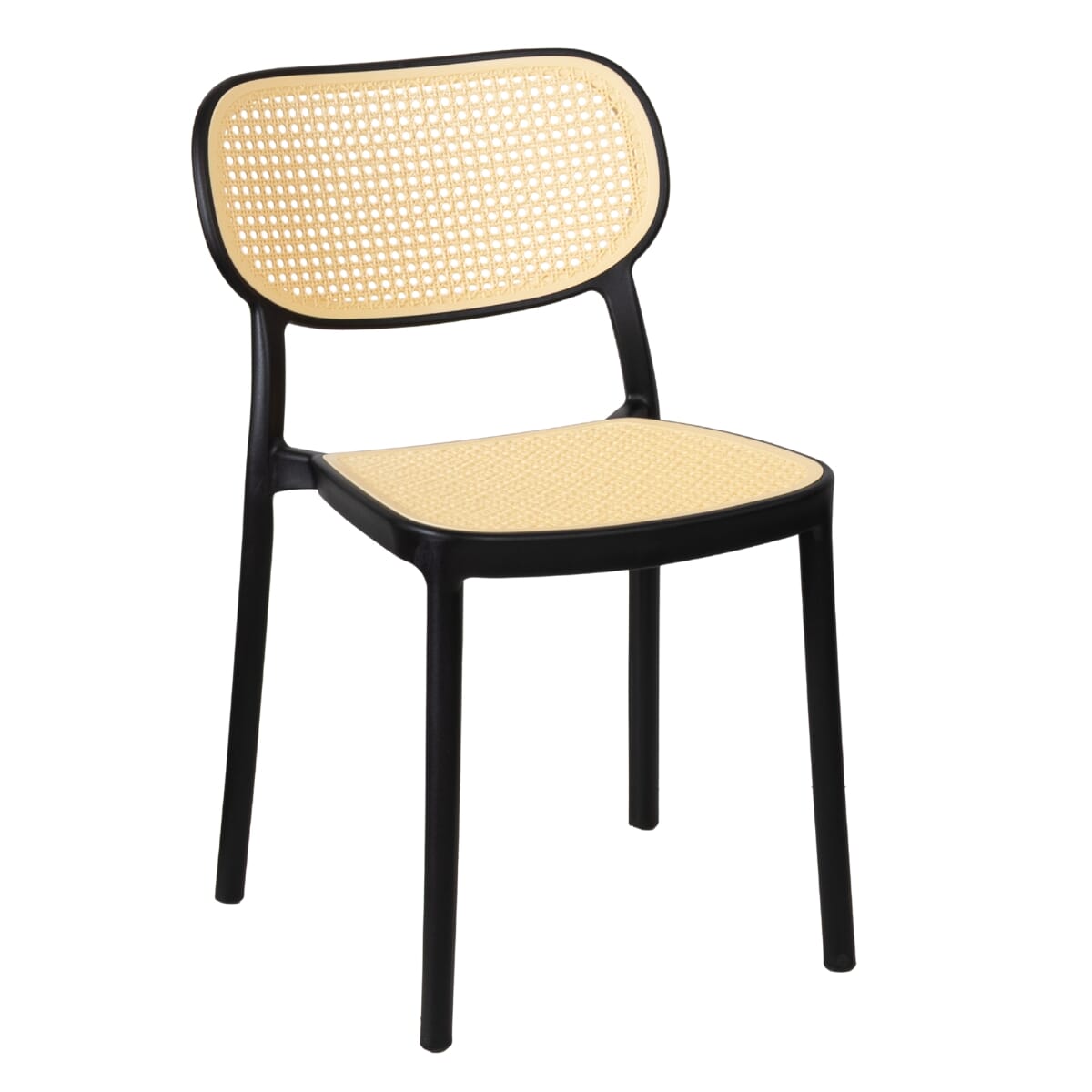 Black Restaurant Dining Chair with Resin Frame and Mesh Back