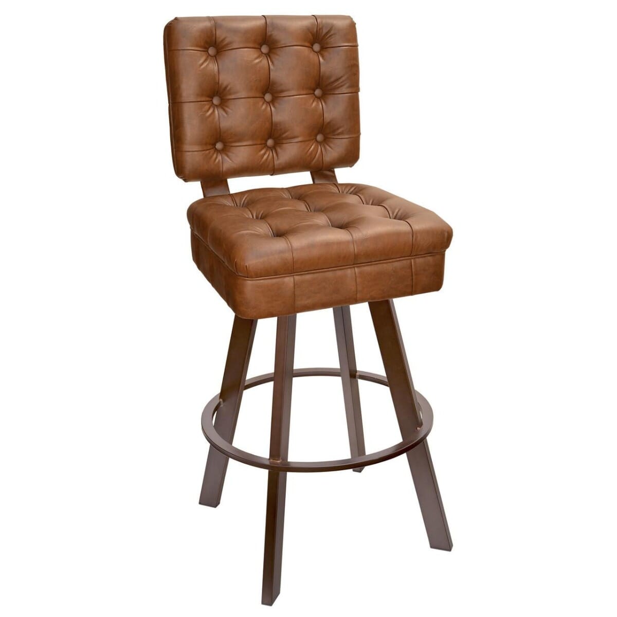 Top Shelf Collection Gladiator 925 Tufted Bucket Bar Stool on Rust 900 Base with Choice of 2 Vinyl Colors