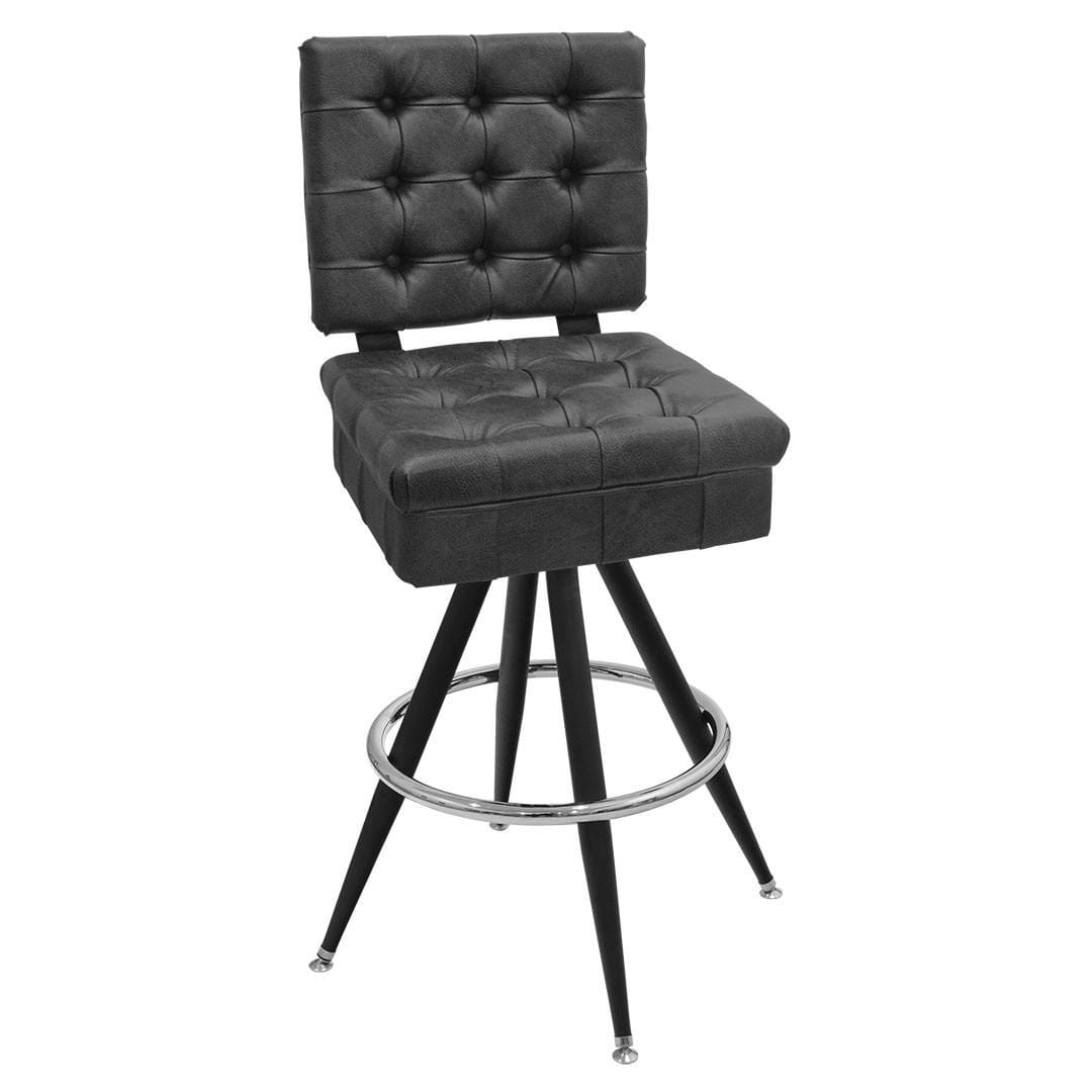 Top Shelf Collection Gladiator Tufted Bucket Black Frame Bar Stool with Silver or Gold Ring (Multiple VinylOptions!)